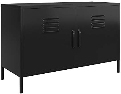 Dorel Home Mission District Accent Cabinet with 2 doors Black Metal, 40x100x64cm (DxWxH)