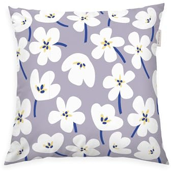 Herding Tom Tailor Renforcé-Kissenhülle, 40x40 cm, 100% Baumwolle/Renforcé, mit farbigem Reißverschluss, Fresh Flowers Lila, Weiß (Soft Lilac & Off White)