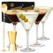 Vemacity Ribbed Espresso Martini Glasses with Gold Rims, Spoon & Jigger | 250ml Ribbed Cocktail Glasses Set of 4 | Large Cocktail Glass| Martini Glass Perfect for Serving Mocktails