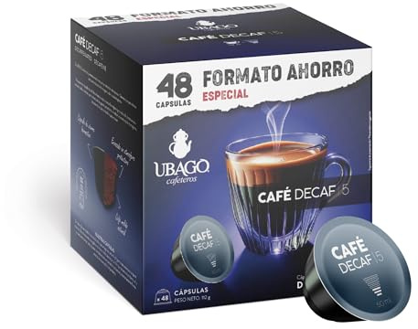 Café Ubago en Capsules Café Espresso Décaféiné, Capsules compatibles Dolce Gusto, Intensité 5/8, Offre de 48 unités
