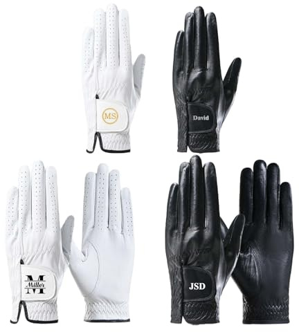 ELULAE Personalisierte Golfhandschuhe, individuelle Golfhandschuhe aus Leder mit Namen, linker Handschuh für den rechtshändigen Golfer, für Golftouren und den täglichen Gebrauch, Geschenke für Golfer