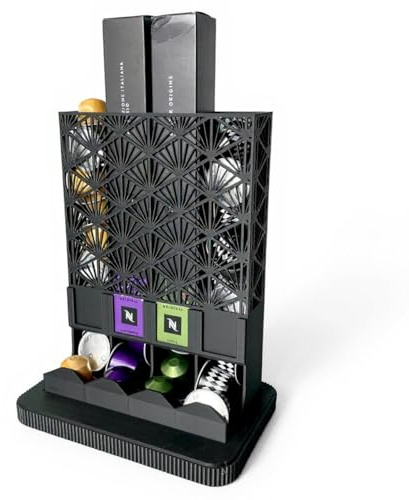 Generico Porta Capsule Caffè 2 PZ Assemblabile,4 scomparti,Dispenser Cialde da Appoggio Salvaspazio,Contenitore Capsule Compatibile con Nespresso Original,Fino a 40 Capsule,Multicolori (Nero)