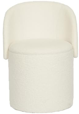 GC GAVENO CAVAILIA Boucle Round Stool Ottoman Storage Box with Lid, White | Vanity Stool |Hidden Storage |Removable Lid |Ottoman Folding Stool Foot Rest | Bench Seat Chair For Living Room, Bedroom