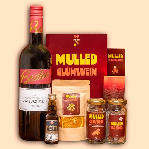 MULLED Glühwein DIY Set | Zum selber machen für Zuhause | Valentistag | Geschenk für Freund & Freundin | Valentines Special Edition mit 10 Fragekarten & Kerze | Glühwein (Pärchen)