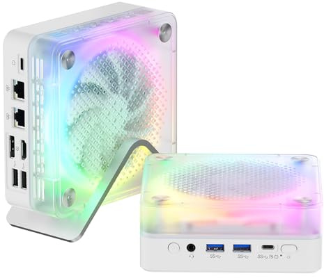 FIREBAT Gaming Mini PC, Ryzen 7 8745HS,Radeon 780M 8C/16T(Up to 4.9GHz), 16GB DDR5 512GB SSD, Desktop Computer, Dual LAN 2.5G, HDMI 2.1, USB4(40Gbps), Desktop PC for Office, Home【MN56】