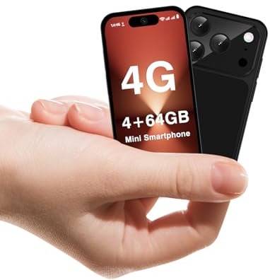 ZOKOE Mini smartphone, sbloccato 4G, schermo 3,88 pollici, Android 12, batteria 1950 mAh, telefono per bambini e studenti, doppia SIM, riconoscimento facciale (nero, 4G)