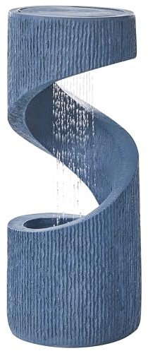 Gartenbrunnen mit LED Licht grau Harz Wasserfall Regen Spiralbrunnen Winx