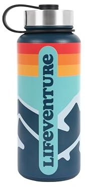 Lifeventure 1 Litre Vacuum Insulated Stainless Steel Water Bottle | 1000ml Leak-Proof Flask with Screw-Lid | Keeps Drinks Cool for up to 24 hours and hot for up to 12 hours, Retro Print