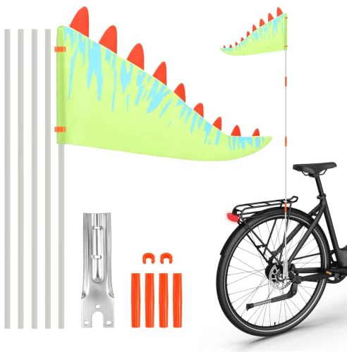Fahrradwimpel, Fahne Fahrradanhänger Verstellbare | Fahrrad Sicherheitswimpel mit Wimpelstange Grüne Sicherheitsflagge Warnflagge für Radfahren im Freien