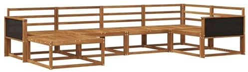 vidaXL Outdoor-Sofagarnitur 6 pcs Natur Massivholz Akazie, Patio-Sofa, Moderne Outdoor-Sitzgruppe, langlebige Gartenmöbel, wetterfest für die Lounge im Garten