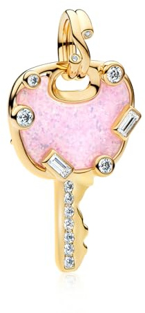 Rimgoris Gold überzogenes 925 Sterling Silber Charm, passend für DIY Armbänder, Funkelnder Anhänger mit Zirkonia, Für Frauen, Handgemachter Schmuck