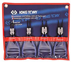 KING TONY 42134GP Trousse de Pinces Circlips Becs Coniques, Set de 4