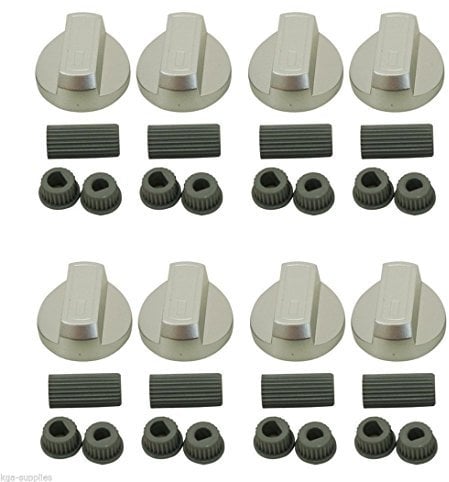 KGA-SUPPLIES Baumatic Silver Control Knobs for Ovens, Cookers and Hobs (Pack of 8)