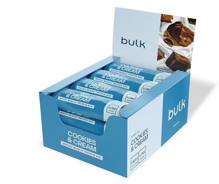 Bulk Macro Munch Proteinriegel | Cookies & Cream | 12 x 62g | 20g Protein pro Riegel | Wenig Zucker | Hoher Ballaststoffgehalt | Dreischichtige Textur | Perfekt für unterwegs