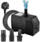 BARST Bomba de agua sumergible de 3000 l/h con filtro, bomba de agua ultra silenciosa para fuentes de acuario, piscina, estanque de peces, 3 boquillas y cable de alimentación de 5 m, 60 W