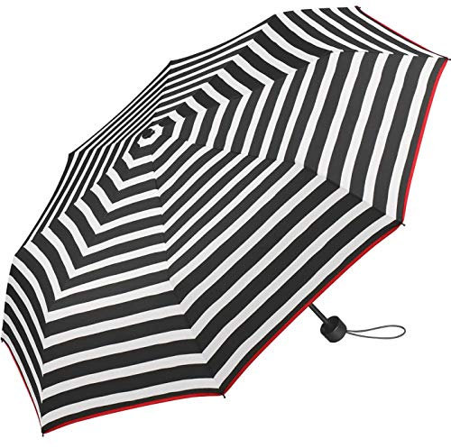 Regenschirm Black & White Stripes - Taschenschirm Handöffner