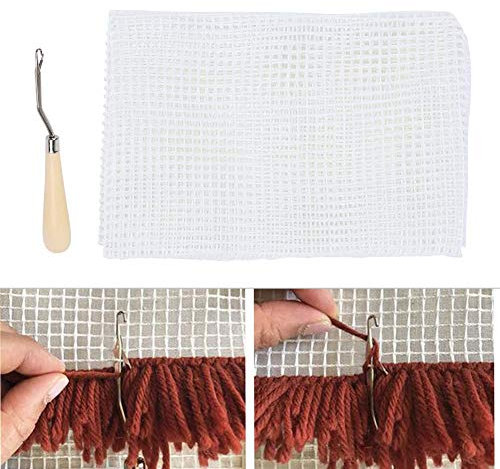 Kit de Lona de Malla de plástico Transparente Malla DIY Alfombra de Lona Fabricación de alfombras de Tela Alfombra de Lona esh Hojas de Tejer para Manualidades de Bordado(50x50cm)