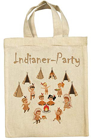 clothinx Lustige Kindergeburtstag Tasche Mitgebsel Beutel im Set mit Geburtstag Motto Indianer 5er Pack
