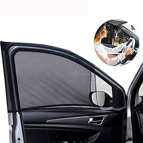 Parasol Universal para Ventana Lateral Delantera de Coche, Paquete de 2 parasoles de Malla Transpirable, protección UV para Conductor, Familia y Mascotas en el Asiento Delantero