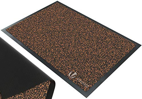 VOUNOT Fußmatte für Haustür Innen und Außen, Schmutzfangmatte Waschbar, Türmatte rutschfest, Braun-Schwarz, 90x120cm