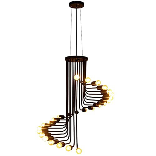 Pendelleuchte Wohnzimmer Vintage schwarz, LED Esstischlampe, Hängelampe Esszimmer-lampe Industrial LOFT, Rustikal Spiral Design Kronleuchter, küchenlampe Antik, Decke Beleuchtung 26-flammig 80 * 88cm