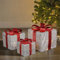 Taylor & Brown Set of 3 LED Light Up Decorative Coloured Parcel Presents Set with Bow Indoor Outdoor Decoration Xmas Lights (Silver & Red)