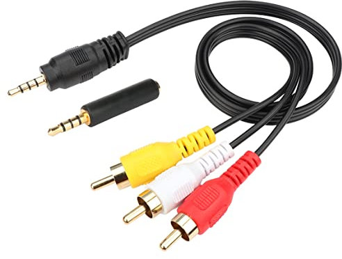 HuaLiSiJi Cable RCA a Jack, AV to RCA Cable RCA Video Macho hembra, Cable OMTP a CTIA, Jack Video para Teléfonos Inteligentes, Tabletas, Cine en Casa, Altavoces, Estéreo, TV (Derecho 0.5m)