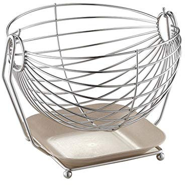 Amaca per frutta a dondolo in acciaio inox per verdure, supporto argentato, 15,5 x 25 x 20 cm, resistente (colore : blu), colore: rosa (colore : beige)