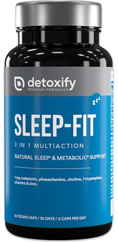 Detoxify Sleep-Fit | 30 Jours de Brûleur de Graisse Puissant Nocturne | Perdre Du Poids | Mélatonine Tryptophane Keto Bloqueur d'Hydrates