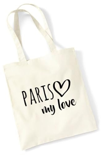 Huuraa Tasche Paris my love Geschenk 10 Liter Natural Baumwolle Paris Accessoire
