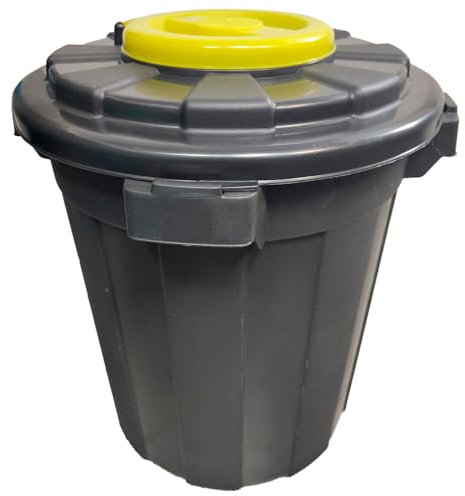 ACAN Tradineur - Cubo de basura para reciclaje - Fabricado en plástico - Capacidad: 45 Litros - Reciclaje para Plástico/Metal - Tapa Color Amarillo - 50 x 42,5 x 42,5 cm