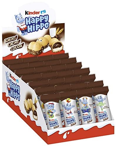 kinder Happy Hippo Kakao – Knusprige Waffelspezialität mit Milch- und Kakaocreme – 1 Packung mit je 28 Einzelriegeln à 20,7g