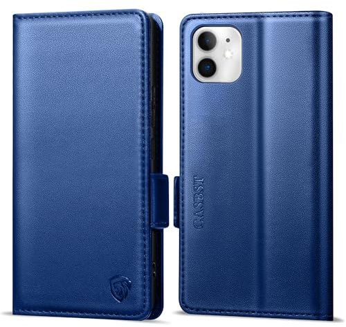 CASBST Handyhülle für iPhone 12/iPhone 12 Pro Hülle Premium Leder Schutzhülle Klappbar mit Kartenfach Ständer Magnet für iPhone 12 Pro Handytasche mit RFID Flip Case Klapphülle für iPhone 12 Royalblau