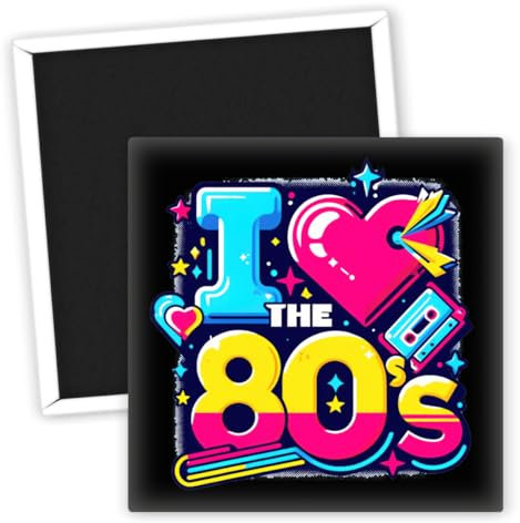 I love the 80s Kühlschrankmagnet - Retro Kühlschrankmagnet für Musikliebhaber - Bunte Magnete - Nostalgie Magnet - Geschenkideen für Musiker - Kühlschrank Deko - Musik Nostalgie