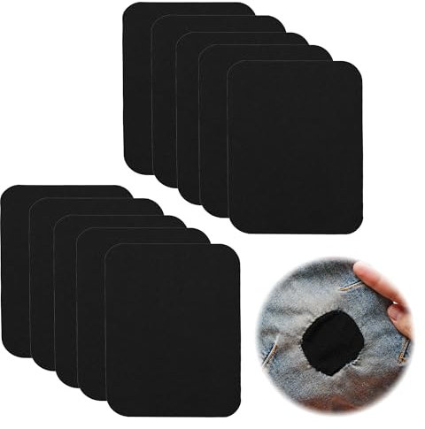 hioseyre 10 Pcs Iron on Patches,Black Iron-on Repair Lining,Denim Patches for Jeans Iron On,Patches for Clothing for Repairing Dress Coats,Jeans and Shoes(12.5CM*9.5CM)