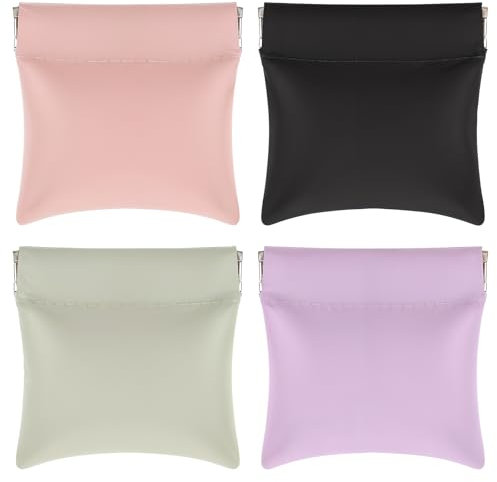 4 Stücke Kosmetiktasche Klein Leder Münzbörse Tragbare Make up Tasche Selbstschließende Wasserdicht Schminktasche Schlüsseltasche Aufbewahrungstasche für Gläser Kopfhörer Schmuck Kosmetik Handtasche