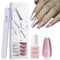 DMQ Pink Cat Eye Press on Nails Short, 120Pcs Coffin Magnetic False Nails, Pink Glitter Fake Nails, Soft Gel Glossy Stick on Nail with Glue, 15 Sizes Full Cover Glue on Nail for Women Nails Art