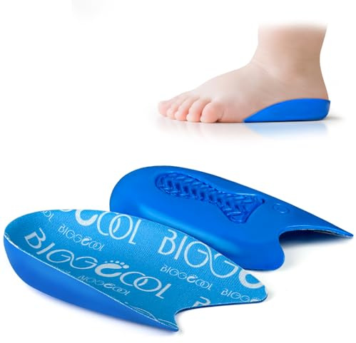 BIGGCOOL Heel Cups for Kids, Lightweight Heel Inserts for Shock Absorbing, Kids Heel Cups for Severs Disease, Heel Spurs, for Kid's with Sensitive Heels (Blue, S:Kid's Size 3-7/Women 4.5-6)