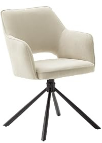 Robas Lund LUZON 4-Fuß Stuhl Esszimmerstuhl mit Armlehnen - 2er Set (Creme)