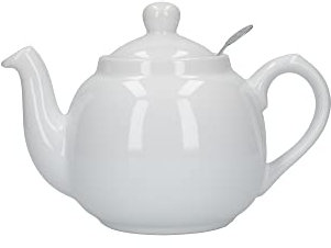 London Pottery 72110 Farmhouse Small Teapot with Infuser, Ceramic, White, 2 Cup (600 ml)