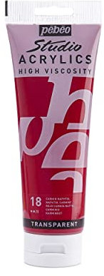 Pébéo - Acrylique Fine Studio Acrylics - Peinture Acrylique Rouge - Carmin Naphtol - 250 ml 169-018