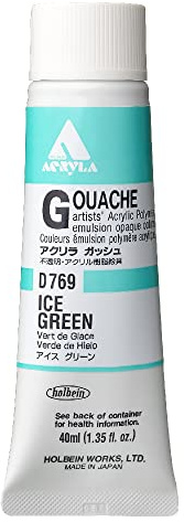 Holbein Acrylic Gouache Artists Acrylic Polymer Emulsion, 40ml Ice Green (D769A)