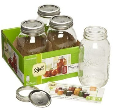 BALL MASON JARS Ball Mason Glass Preserving Homemade Jam Gift Jars, 945 ml, Pack of 4, 20 x 21 x 18 cm