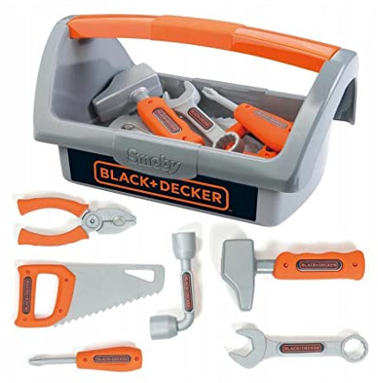 Smoby - BLACK+DECKER - Boite à Outils + 6 Outils - Jouet Bricolage Enfant - 360101
