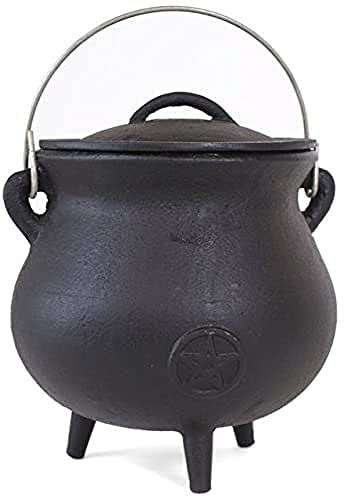 Something Different Cast Iron Cauldron with Pentagram, Black, 19 cm