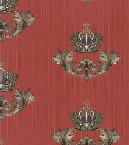 Harald Glööckler Imperial Barock Tapete 54856 - Rot mit goldener Krone