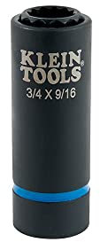 Klein Tools 66001 2-in-1 Impact Socket, Socket Wrench Sizes 3/4-Inch and 9/16-Inch Hex, 12-Point Deep Socket with 1/2-Inch Drive