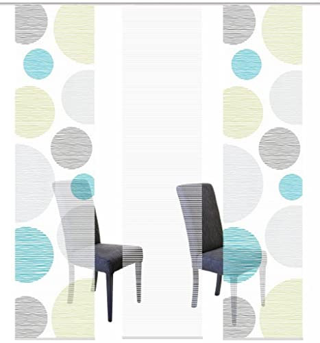 Vision S 88553 Schiebegardinen Borden halbtransparent Bambusoptik 260x60 cm, Farbe:blau-grün