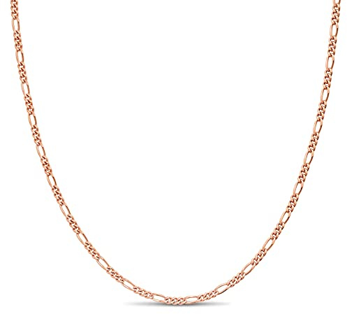 KEZEF Italian Sterling Silver 2mm Figaro Chain Necklace