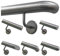 TIBU Handlauf Geländer Edelstahl Ø 42,4 mm - Länge 120 cm - Ende Bogen zur Wand und gewinkelte Halter - Rostfrei für Außen und Innen